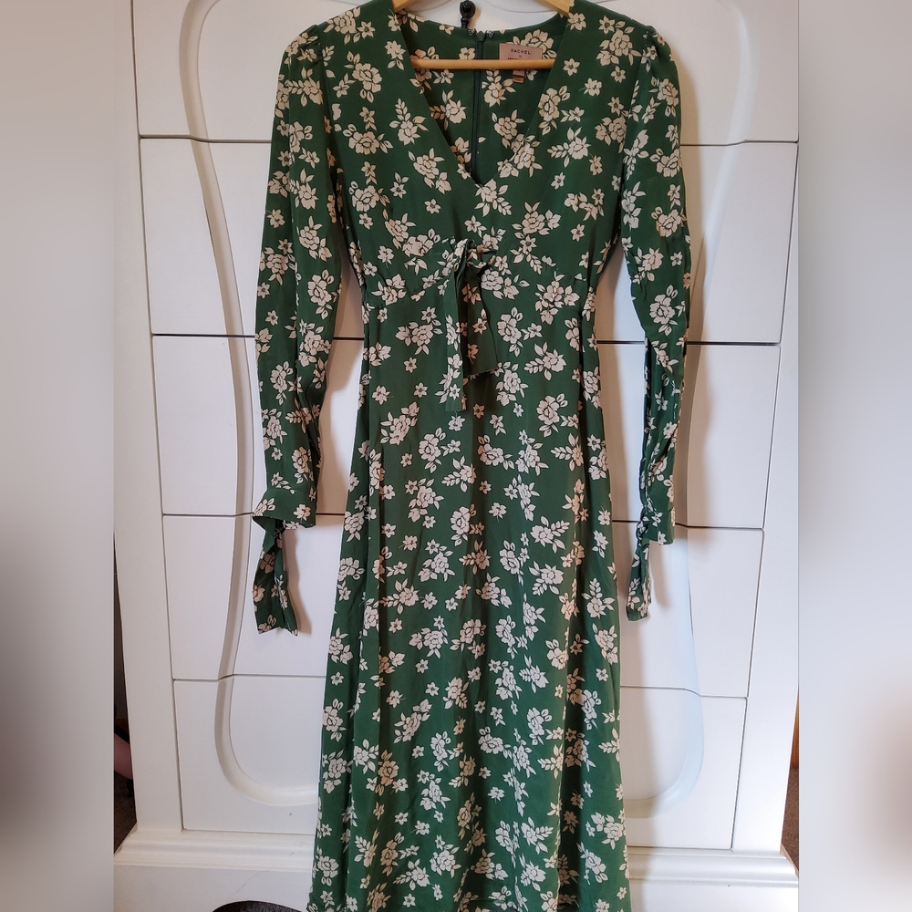 Anthropologie Green Floral Dress
